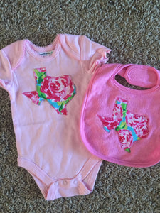 Texas Onesie and Bib - Floral