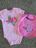 Texas Onesie and Bib - Floral