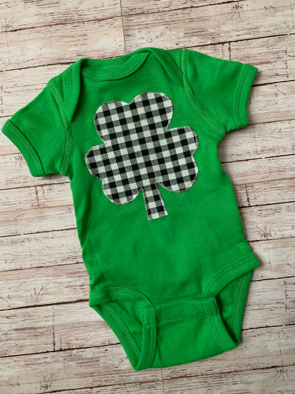 Buffalo Plaid Shamrock Onesie