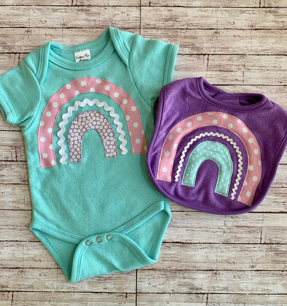 Rainbow Onesie and Bib Set