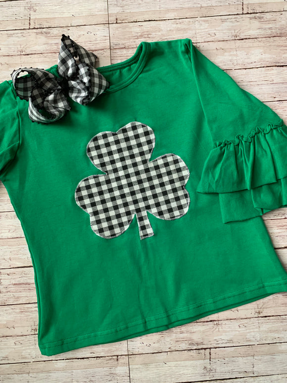 Girls Ruffle Shamrock Shirt