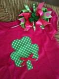 Girls Pink Shamrock Shirt