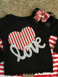 Girls Striped Love Shirt