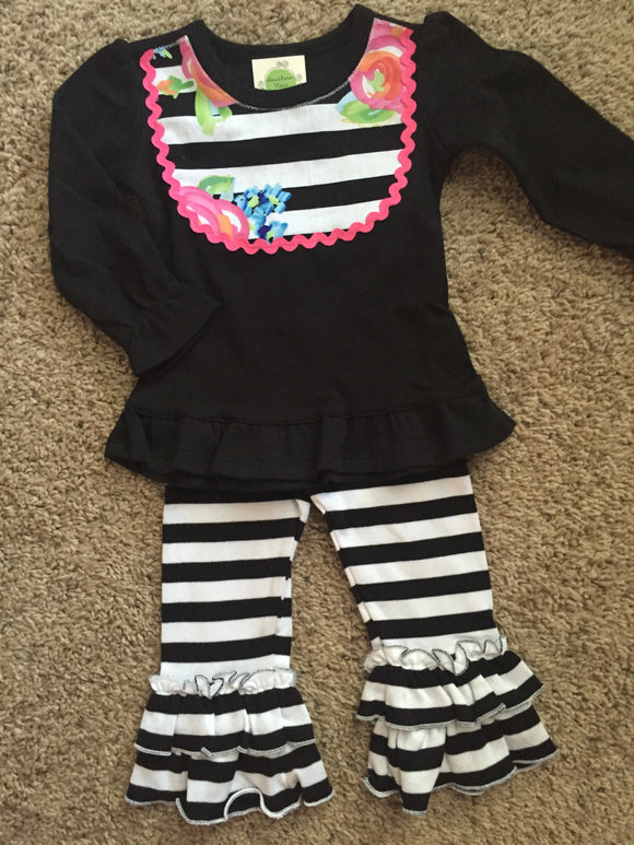 Girls Floral Striped Outfit