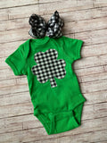 Buffalo Plaid Shamrock Onesie