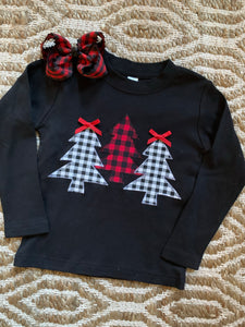 Girls Plaid Trees Shirt
