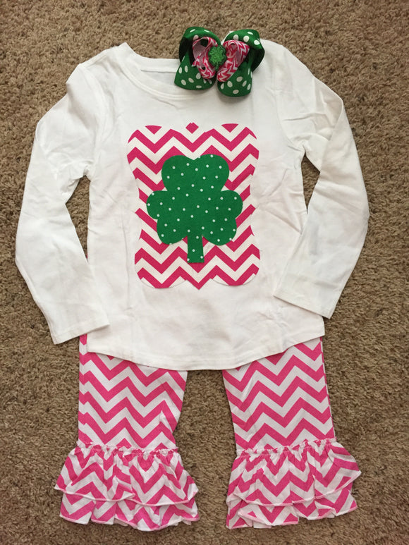 Girls Chevron Shamrock Shirt