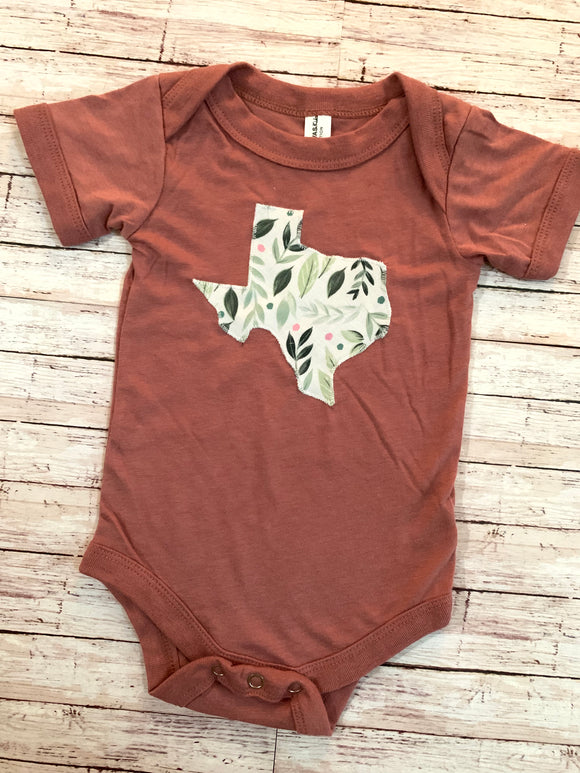 Girls Texas Onesie- Leaves