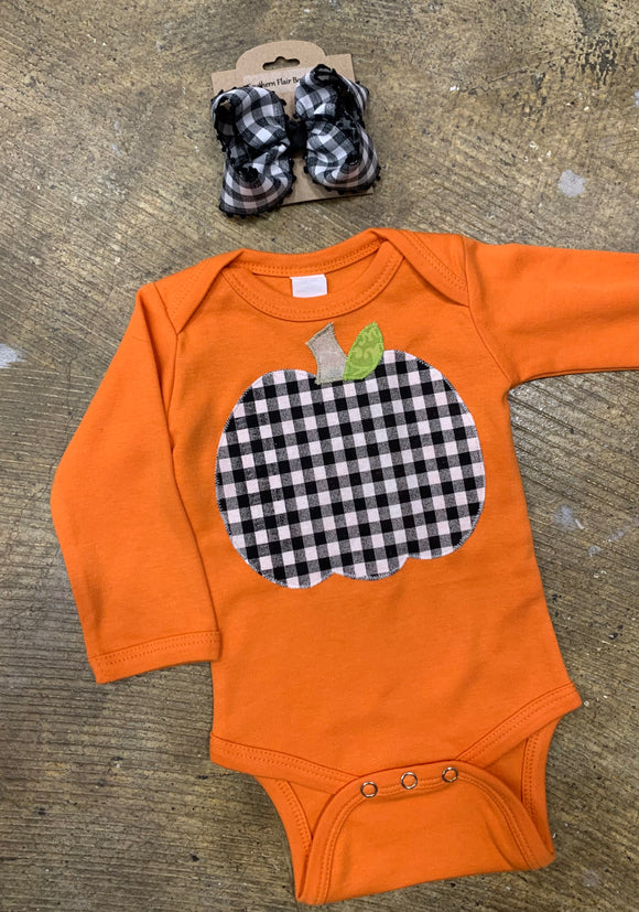 Buffalo Check Pumpkin Onesie