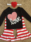 Girls Striped Love Shirt