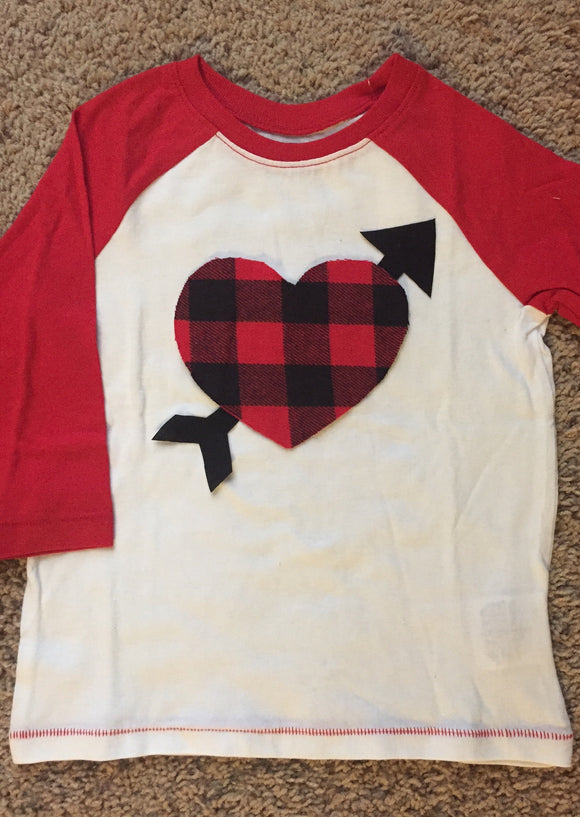 Boys Buffalo Plaid Heart Shirt