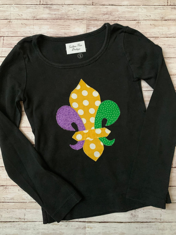 Girls Black Fleur-de-lis Shirt