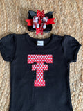 Girls Black Texas Tech polka-dot Shirt