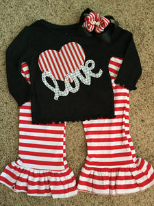 Girls Striped Love Shirt