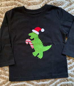 Boys Dinosaur Santa Shirt