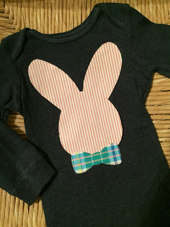 Boys Navy Bow Tie Bunny Onesie/Shirt