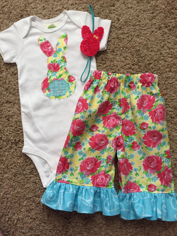 Girls Floral Bunny Outfit